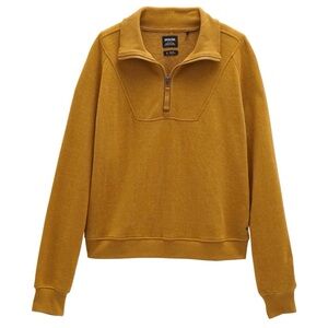 prAna Cozy Up French Terry Sweatshirt Womens Size X-Small Brown 1/4 Zip Pullover